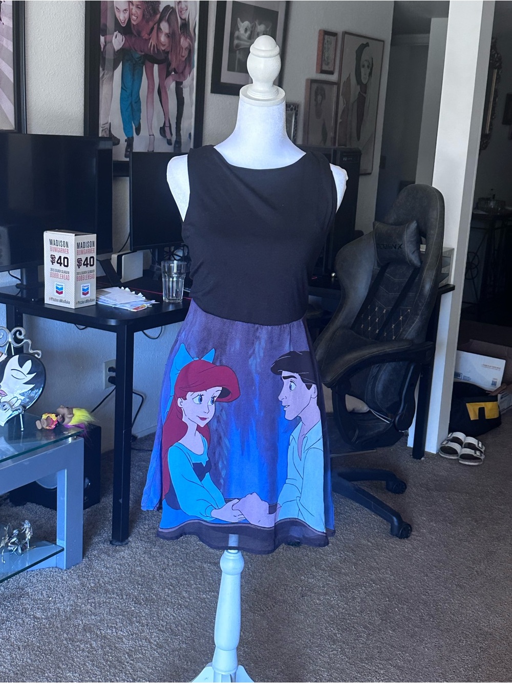 Disney Black Tank Top Dress with Blue & Purple Little Mermaid Print